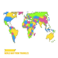 Fototapeta na wymiar World Map From Triangles