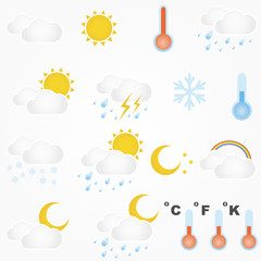 Set of vector weather icons on white background