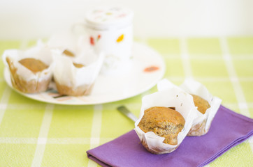 Detail of a delicious Muffin. Tea time.