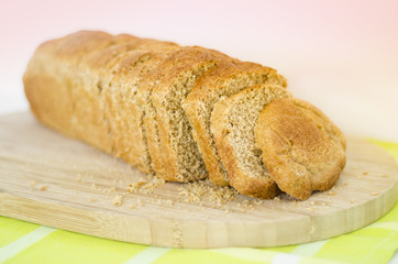 Fresh white loaf of bread, square loaf.