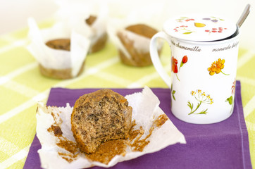 Detail of a delicious Muffin. Tea time.