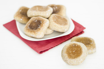 Several breads on white background. Homemade breads