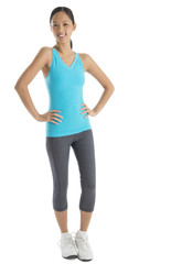 Naklejka premium Fit Woman In Sports Clothing With Hands On Hips