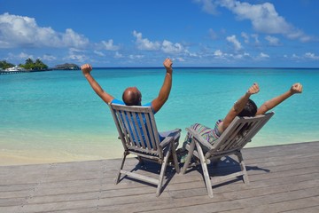 happy young couple have fun on summer