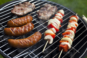Closeup of meat on grill