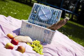 Picnic basket with fruit