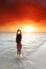 Woman in bikini on beach