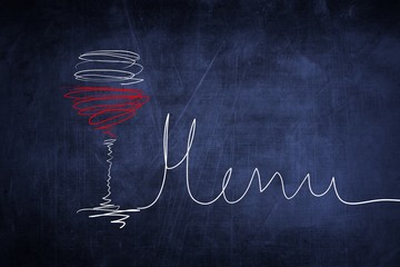 Hand drawing sketch menu and wine glass