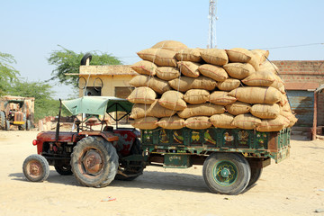 tractor loaded with bags in india