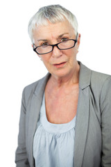 Serious mature woman wearing glasses