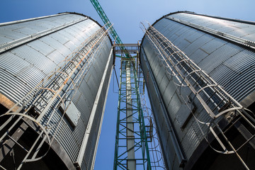 Two metal silo agriculure granary