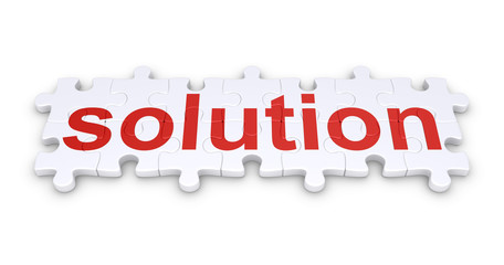 Solution word made of puzzle pieces