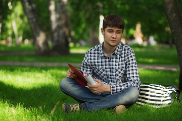 man relaxing in the park