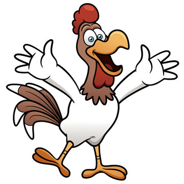 vector illustration of Cartoon happy chicken