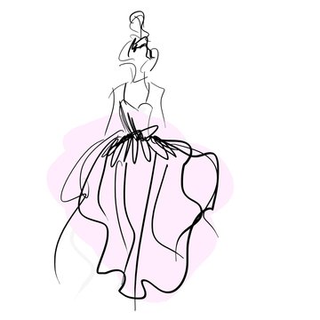 Concept bride women in wedding dress, fashion sketch