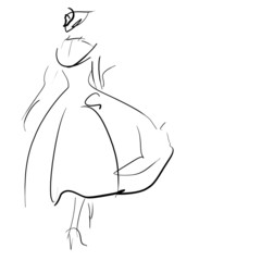Concept women in dress, fashion hand drawing sketch