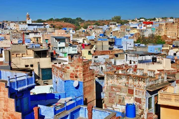 Crédence de cuisine en verre imprimé Inde toits de Jodhpur -ville bleue de l& 39 Inde.