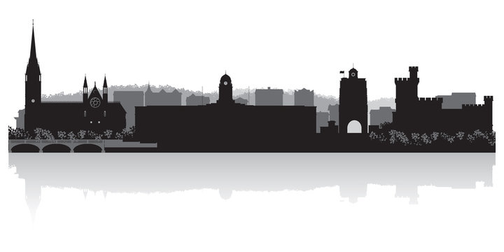 Cork city skyline vector silhouette
