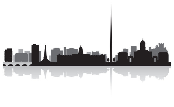 Dublin city skyline vector silhouette