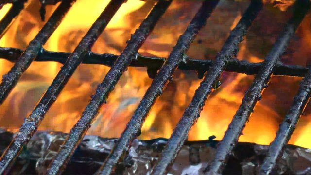 bbq grill hot with fire