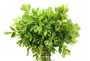 parsley in a glass jar.
