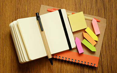 Notebooks, pens and stickers