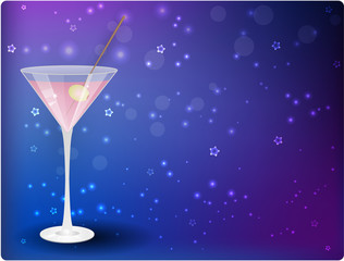 Martini on night background