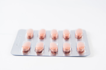 Side of transparent blister pack on white