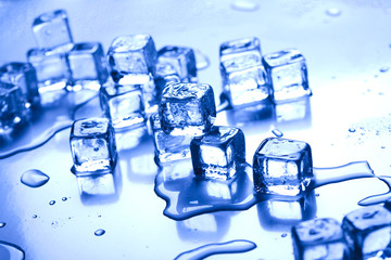 Blue and shiny ice cubes 