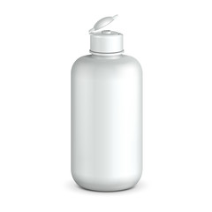 Open Cosmetic Or Hygiene Grayscale White Plastic Bottle Of Gel