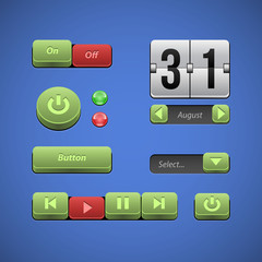 Raised Buttons Green And Red UI Controls Web Elements