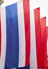 Multiple Thai flags hanging and overlapping