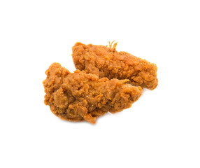 Fried chicken pieces isolated on white background