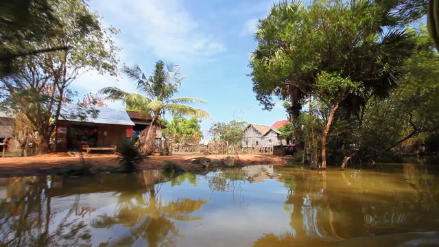 moving at river in Cambodia