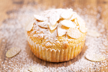 Almond muffin sprinkled with sugar