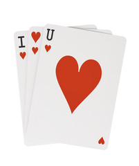 I Heart Love You U Playing Cards with Clipping Path