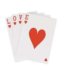 Word LOVE Playing Cards Hearts with Clipping Path