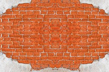 Old Red Brick Wall Disintegrated