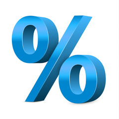 Blue Percent Sign 3D