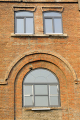 old windows on the buildings