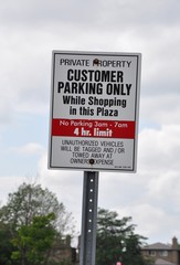 Customer parking only sign