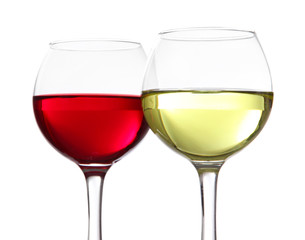 Glasses of wine isolated on white