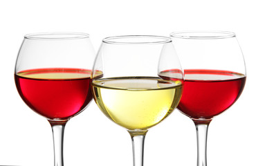 Glasses of wine isolated on white