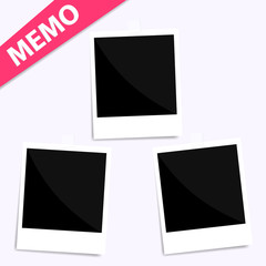 3 memo polaroid photo on wall