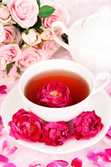 Rose tea close up