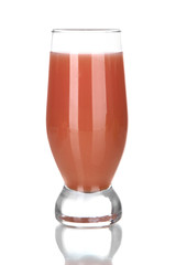 Glass of fresh juice isolated on white