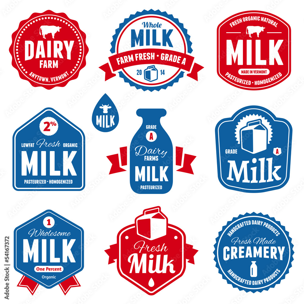 Wall mural milk labels