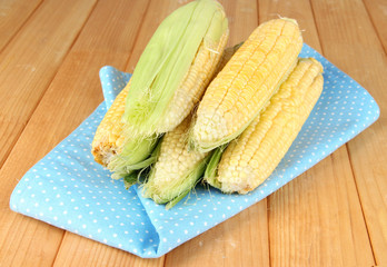 Fresh corn vegetable on wooden table