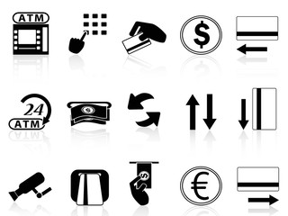 atm machine and credit card icons set