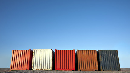 Five shipping containers